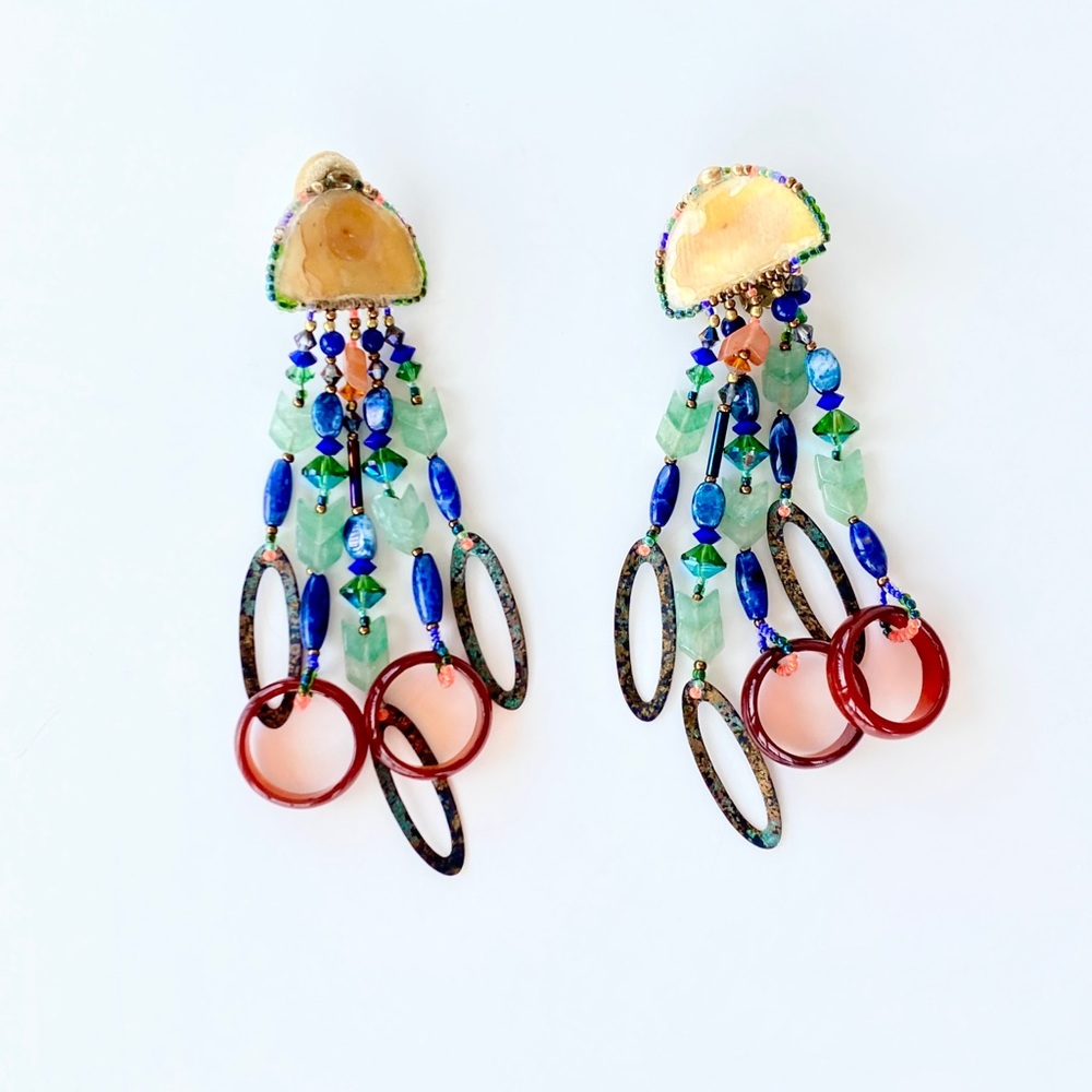 Vintage Stone & Mica Chandelier Earrings